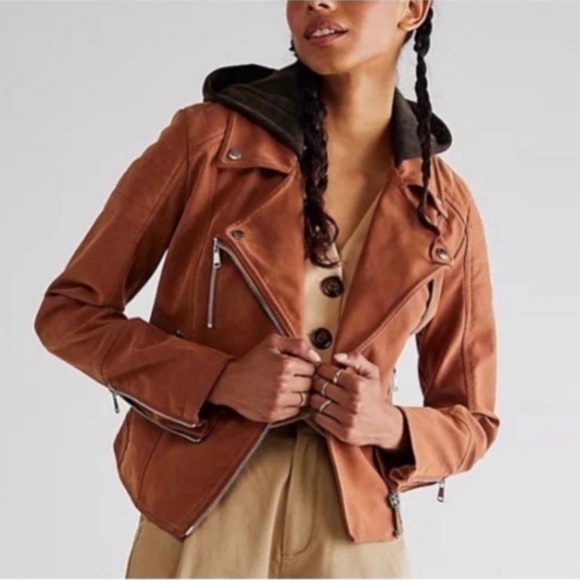 Free People HARRIET VEGAN SUEDE HOODED MOTO JACKET NWT - Picture 2 of 12